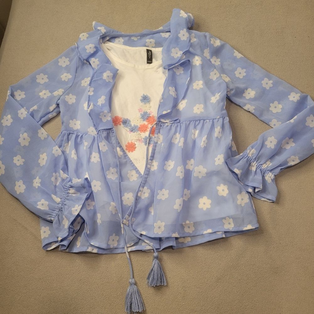 Rio Girl Floral Top girl Size 9 -10 Years Front Tie Up